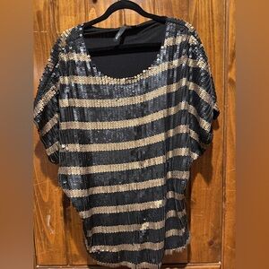 Vintage Joe's Jeans Black and Gold Sequin Blouse